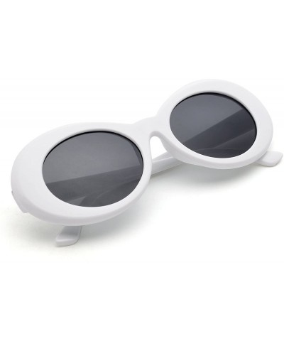 Goggle Bold Retro Oval Lens Mod Style Thick Frame Sunglasses Clout Goggles 1212 - White&black - C218636TT5Q $26.79