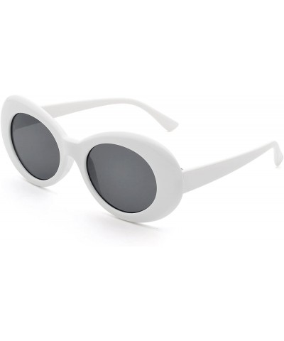 Goggle Bold Retro Oval Lens Mod Style Thick Frame Sunglasses Clout Goggles 1212 - White&black - C218636TT5Q $26.79