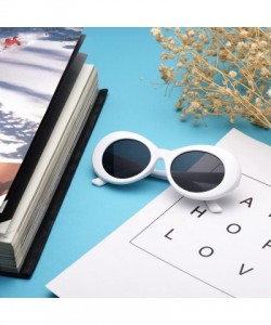 Goggle Bold Retro Oval Lens Mod Style Thick Frame Sunglasses Clout Goggles 1212 - White&black - C218636TT5Q $26.79