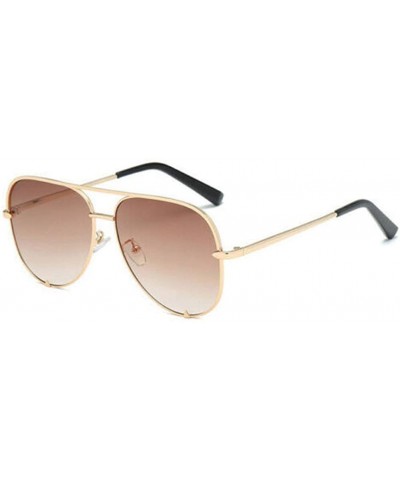 Oversized QUAY Australia X Desi Perkins Key Sahara Fade Sunglasses Mini Aviator - Gold Tea - C718ZINGS0S $17.68