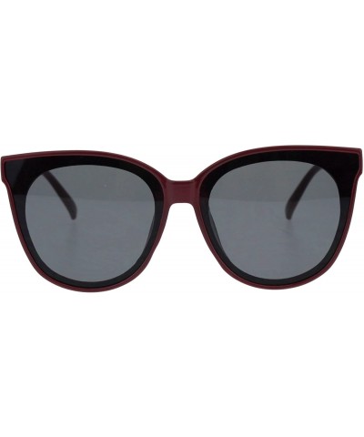 Rectangular Womens Mod Horn Rim Panel Lens Rectangular Minimal Plastic Sunglasses - Burgundy Black - CK18EYQSCQ3 $12.62
