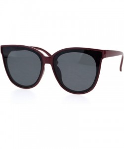Rectangular Womens Mod Horn Rim Panel Lens Rectangular Minimal Plastic Sunglasses - Burgundy Black - CK18EYQSCQ3 $12.62