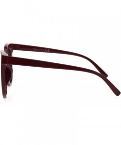 Rectangular Womens Mod Horn Rim Panel Lens Rectangular Minimal Plastic Sunglasses - Burgundy Black - CK18EYQSCQ3 $12.62