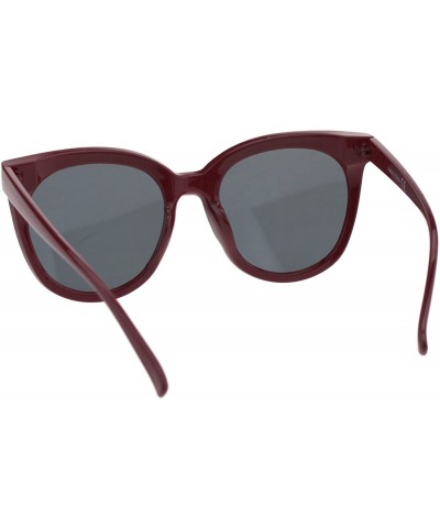 Rectangular Womens Mod Horn Rim Panel Lens Rectangular Minimal Plastic Sunglasses - Burgundy Black - CK18EYQSCQ3 $12.62