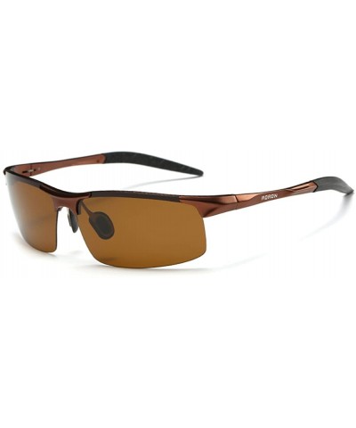 Rimless HD Polarized Night Vision Sunglasses For Men - Brown - CN18G94KE5T $30.36