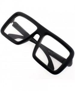 Square "THICK & BOLD" Retro Nerdy Square Frame Fashion Clear Lens Glasses - CB11XSAPO2J $10.19