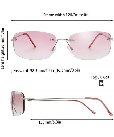 Shield Minimalist Small Rectangular Sunglasses Clear Eyewear Spring Hinge - Gift Box Package - CS18AYSUD0O $9.78
