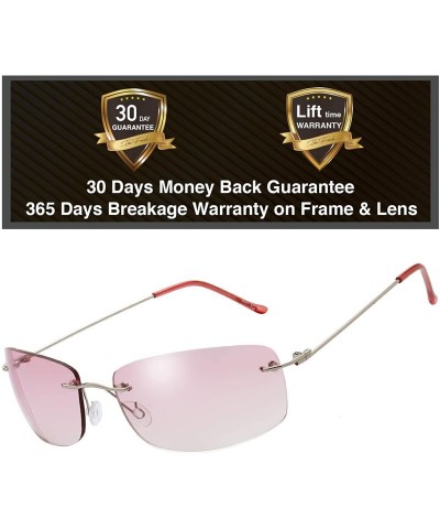 Shield Minimalist Small Rectangular Sunglasses Clear Eyewear Spring Hinge - Gift Box Package - CS18AYSUD0O $9.78