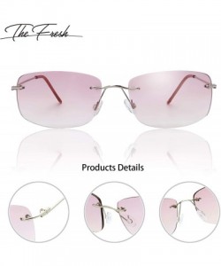 Shield Minimalist Small Rectangular Sunglasses Clear Eyewear Spring Hinge - Gift Box Package - CS18AYSUD0O $9.78