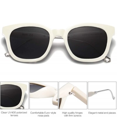 Sport Classic Square Polarized Sunglasses Unisex UV400 Mirrored Glasses SJ2050 - C7 Cream Frame/Grey Lens - C118EWKLNG8 $15.49