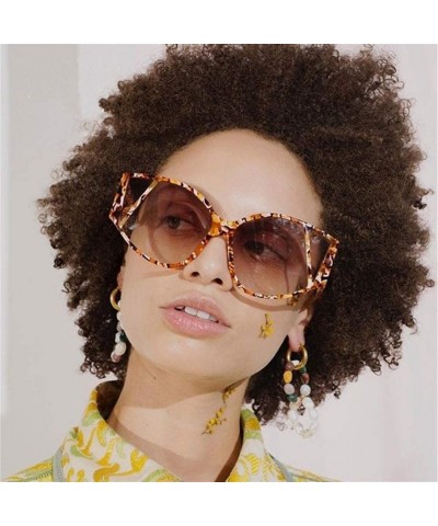 Oversized Marbling Oversized Frame Sunglasses for Women Unique Eyewear UV400 - C3 - CP190HEMG2Q $10.33