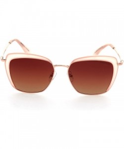 Cat Eye Premium Women's Designer Fashion Cat Eye Over-Sized Polarized Sunglasses with UV Lenses - Made in Italy - Blush - CN1...