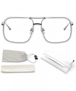 Oversized Oversized Square Frame Men and Women Fashion Flat Mirror Non-prescription Resistance to Radiation Eyeglasses - CI18...