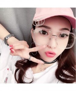 Oversized Oversized Square Frame Men and Women Fashion Flat Mirror Non-prescription Resistance to Radiation Eyeglasses - CI18...