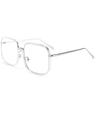 Oversized Oversized Square Frame Men and Women Fashion Flat Mirror Non-prescription Resistance to Radiation Eyeglasses - CI18...