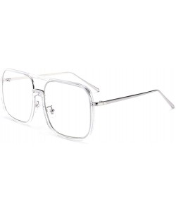 Oversized Oversized Square Frame Men and Women Fashion Flat Mirror Non-prescription Resistance to Radiation Eyeglasses - CI18...