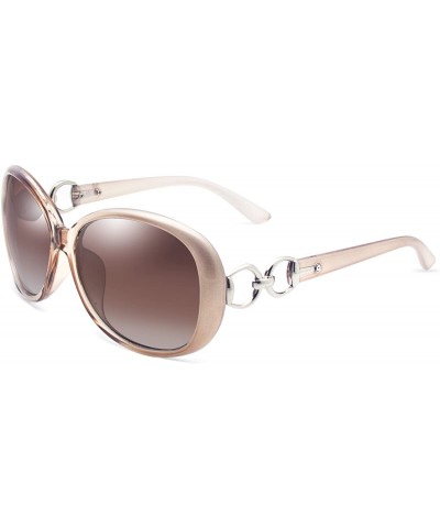 Wayfarer Luxury Women Polarized Sunglasses Retro Eyewear Oversized Goggles Eyeglasses - Champagne Frame Brown Lens - CR18D80O...