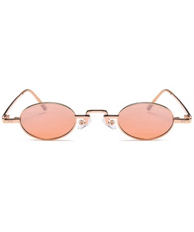 Square Unisex Vintage Oval Glasses Small Metal Frames Sunglasses UV400 - Pink - CC18N9GWR9W $13.38