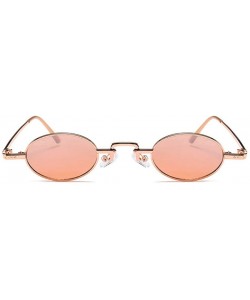 Square Unisex Vintage Oval Glasses Small Metal Frames Sunglasses UV400 - Pink - CC18N9GWR9W $13.38