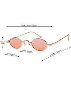 Square Unisex Vintage Oval Glasses Small Metal Frames Sunglasses UV400 - Pink - CC18N9GWR9W $13.38