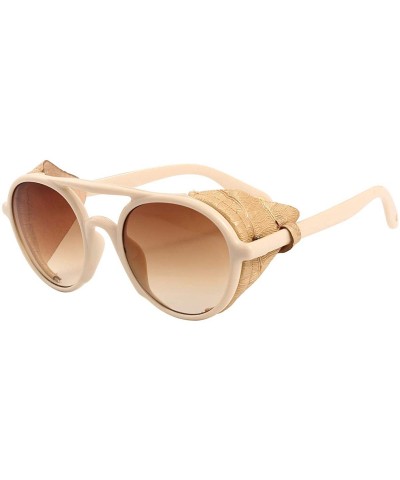 Oval Polarized Sunglasses for Men and Women Retro Steampunk Round Frame Driving Sun glasses 100% UV Blocking - CS198KKL3CQ $3...