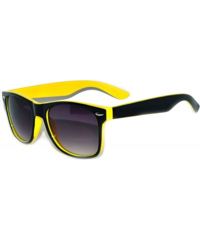 Wayfarer Classic Retro Two - Tone Vintage Smoke Lens Sunglasses Mens and Womens - Yellow - CM11P8WYF2B $9.66
