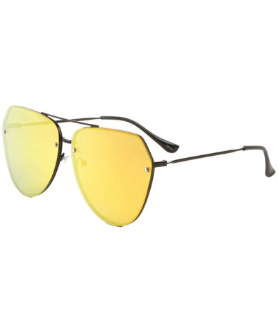 Rimless Rimless Black Frame Color Mirror Thick Lens Geometric Aviator Sunglasses - Yellow - CA1987HDWRM $12.64