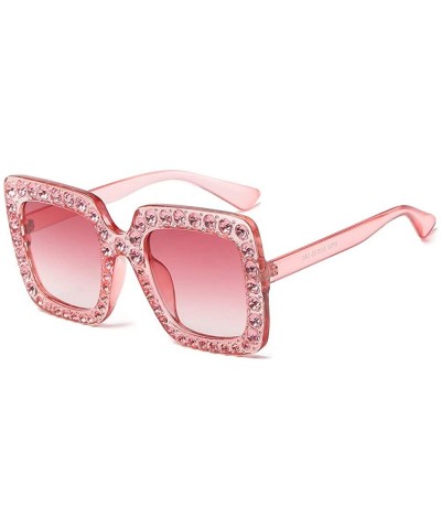 Goggle Women Fashion Artificial Diamond Cat Ear Quadrate Metal Frame Classic Sunglasses - B - CJ18T08YT45 $9.13
