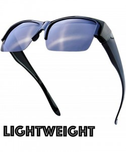 Oversized High definition Polarized Wrap Around Semi-rimless Sunglasses for Prescription Glasses - Gift Box Package - CY18HQ7...