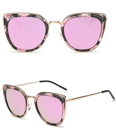 Cat Eye Women's Mara Polarized Mirrored Lens Wire Cat Eye Sunglasses - Pink Floral - CJ18C5OOWDD $23.18