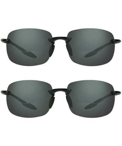 Wrap Bifocal Sunglasses Readers Men WomenLightweight Rimless - Black & Black 2 Pair Combo - C6192K3ZX6Y $36.40
