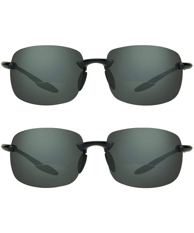 Wrap Bifocal Sunglasses Readers Men WomenLightweight Rimless - Black & Black 2 Pair Combo - C6192K3ZX6Y $14.64