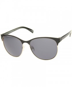 Wayfarer Women's Fashion Two Toned Tinted Lens Half-Frame Round Sunglasses 55mm - Black-gold / Smoke - C412JP6GDNJ $10.68