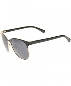 Wayfarer Women's Fashion Two Toned Tinted Lens Half-Frame Round Sunglasses 55mm - Black-gold / Smoke - C412JP6GDNJ $10.68