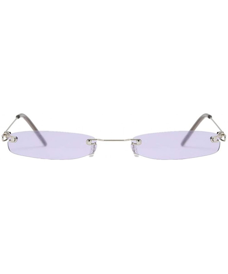 Square Vintage Candy Square Rimless Sunglasses Slender Metal Frame Sunglasses (Purple) - CA19790HNZ6 $8.56