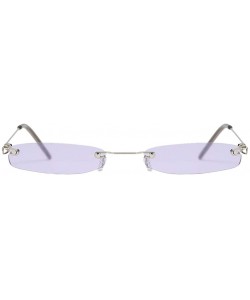 Square Vintage Candy Square Rimless Sunglasses Slender Metal Frame Sunglasses (Purple) - CA19790HNZ6 $8.56