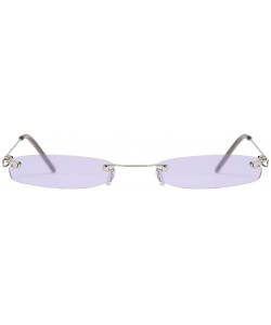 Square Vintage Candy Square Rimless Sunglasses Slender Metal Frame Sunglasses (Purple) - CA19790HNZ6 $8.56