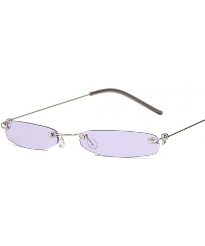 Square Vintage Candy Square Rimless Sunglasses Slender Metal Frame Sunglasses (Purple) - CA19790HNZ6 $8.56