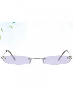 Square Vintage Candy Square Rimless Sunglasses Slender Metal Frame Sunglasses (Purple) - CA19790HNZ6 $8.56