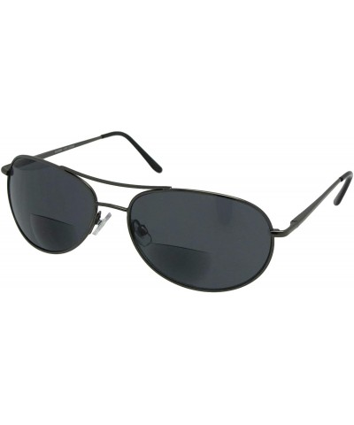 Aviator Slim Aviator Bifocal Sunglasses B113 - Pewter Frame Gray Lenses - CY18HOOZEOU $13.08