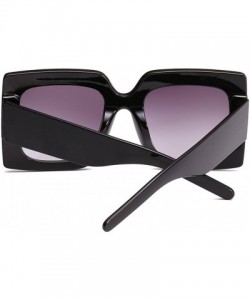 Square Oversize Rhinestone Sunglasses Women Rivet Square Sun Glasses Female Accessories - Black - C618DXCT634 $12.85