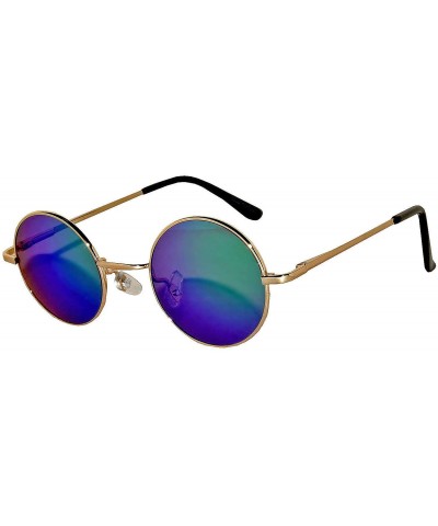Round Round Retro Vintage Circle Style Sunglasses Colored Metal Frame Small frame 43 mm and 55 mm - CG184WUCNQ6 $10.75