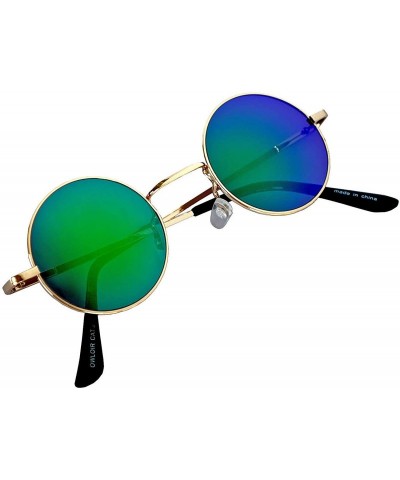 Round Round Retro Vintage Circle Style Sunglasses Colored Metal Frame Small frame 43 mm and 55 mm - CG184WUCNQ6 $10.75