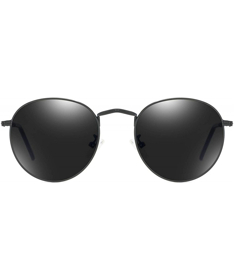 Semi-rimless Trendy Small Round Polarized Sunglasses for Women Men Classic Reflective Lens Metal Frame Sun Glasses UV400 - CG...
