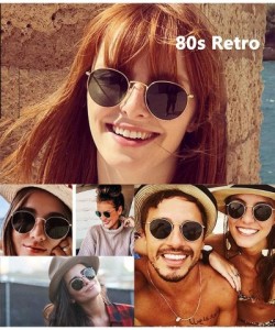 Semi-rimless Trendy Small Round Polarized Sunglasses for Women Men Classic Reflective Lens Metal Frame Sun Glasses UV400 - CG...