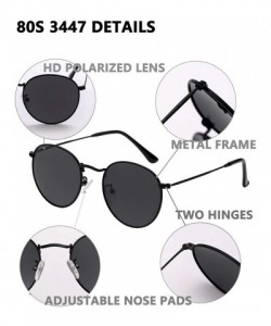 Semi-rimless Trendy Small Round Polarized Sunglasses for Women Men Classic Reflective Lens Metal Frame Sun Glasses UV400 - CG...