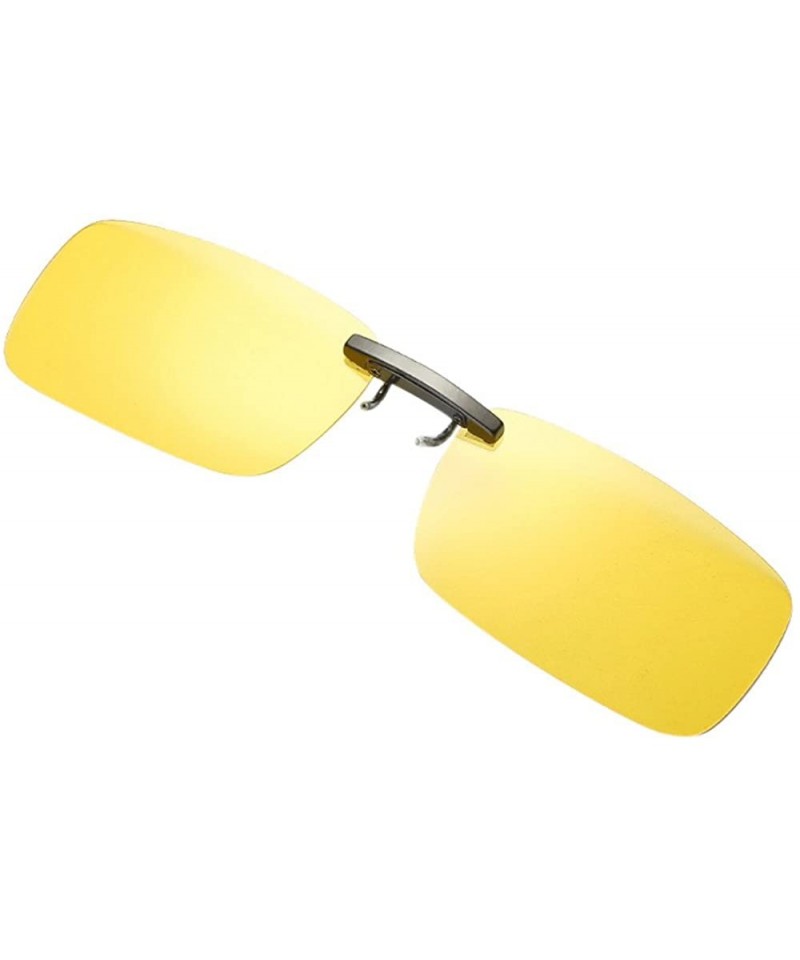 Semi-rimless Detachable Night Vision Lens Driving Metal Polarized Clip On Glasses Sunglasses - Yellow - CG193XHW2D6 $13.50