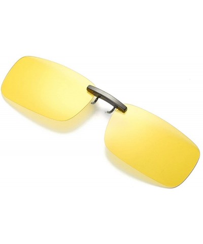 Semi-rimless Detachable Night Vision Lens Driving Metal Polarized Clip On Glasses Sunglasses - Yellow - CG193XHW2D6 $13.50
