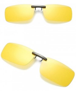 Semi-rimless Detachable Night Vision Lens Driving Metal Polarized Clip On Glasses Sunglasses - Yellow - CG193XHW2D6 $13.50