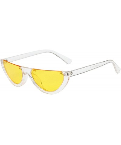 Round Sunglasses for Women Cat Eye Vintage Sunglasses Retro Semi-Rim Round Sunglasses Punk - G - CR18QMX0WIX $7.62